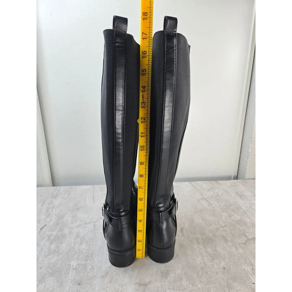 Kelly & Katie Equestrian Knee High Boots 6 Wide Black Buckle Harness Riding Moto